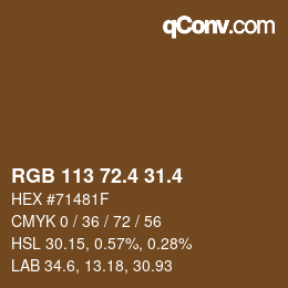 カラーコード: RGB 113 72.4 31.4 | qconv.com
