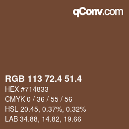 カラーコード: RGB 113 72.4 51.4 | qconv.com
