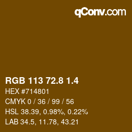 カラーコード: RGB 113 72.8 1.4 | qconv.com