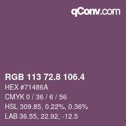 カラーコード: RGB 113 72.8 106.4 | qconv.com