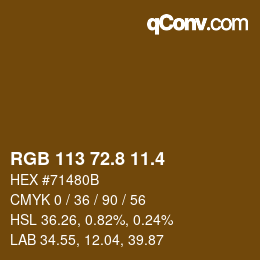 カラーコード: RGB 113 72.8 11.4 | qconv.com