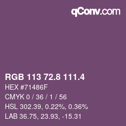 カラーコード: RGB 113 72.8 111.4 | qconv.com