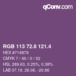 カラーコード: RGB 113 72.8 121.4 | qconv.com