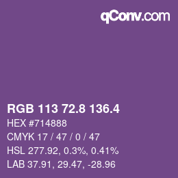 カラーコード: RGB 113 72.8 136.4 | qconv.com