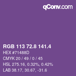 カラーコード: RGB 113 72.8 141.4 | qconv.com