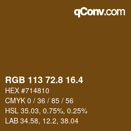 カラーコード: RGB 113 72.8 16.4 | qconv.com