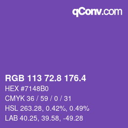 カラーコード: RGB 113 72.8 176.4 | qconv.com