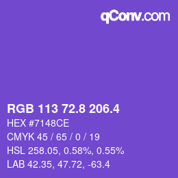 カラーコード: RGB 113 72.8 206.4 | qconv.com