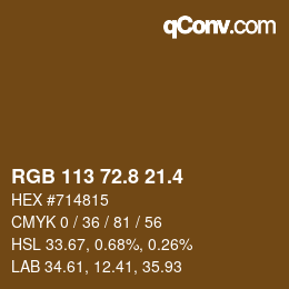 カラーコード: RGB 113 72.8 21.4 | qconv.com