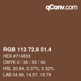 カラーコード: RGB 113 72.8 51.4 | qconv.com