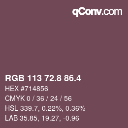カラーコード: RGB 113 72.8 86.4 | qconv.com