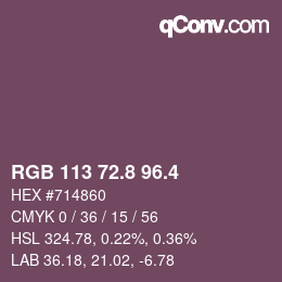 カラーコード: RGB 113 72.8 96.4 | qconv.com