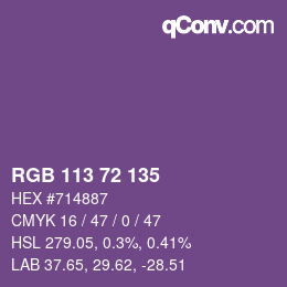 カラーコード: RGB 113 72 135 | qconv.com