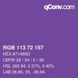 Farbcode: RGB 113 72 157 | qconv.com