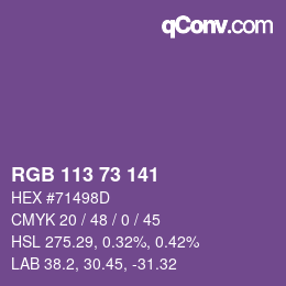 Código de color: RGB 113 73 141 | qconv.com
