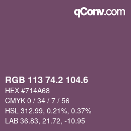 カラーコード: RGB 113 74.2 104.6 | qconv.com