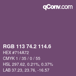カラーコード: RGB 113 74.2 114.6 | qconv.com