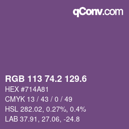 カラーコード: RGB 113 74.2 129.6 | qconv.com