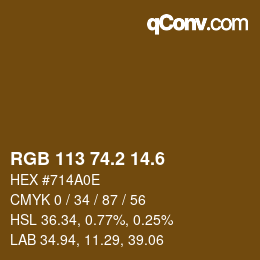 カラーコード: RGB 113 74.2 14.6 | qconv.com