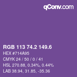 カラーコード: RGB 113 74.2 149.6 | qconv.com
