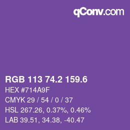 カラーコード: RGB 113 74.2 159.6 | qconv.com