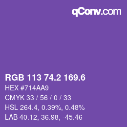 カラーコード: RGB 113 74.2 169.6 | qconv.com