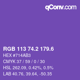カラーコード: RGB 113 74.2 179.6 | qconv.com