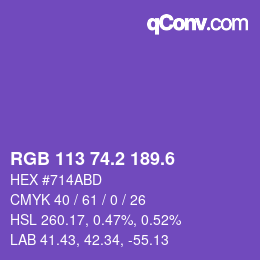 カラーコード: RGB 113 74.2 189.6 | qconv.com
