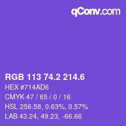 カラーコード: RGB 113 74.2 214.6 | qconv.com