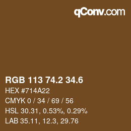 カラーコード: RGB 113 74.2 34.6 | qconv.com