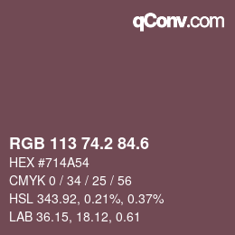 カラーコード: RGB 113 74.2 84.6 | qconv.com
