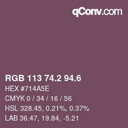 カラーコード: RGB 113 74.2 94.6 | qconv.com