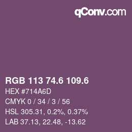 カラーコード: RGB 113 74.6 109.6 | qconv.com