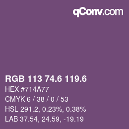 カラーコード: RGB 113 74.6 119.6 | qconv.com