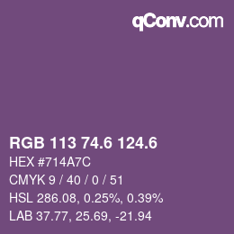 カラーコード: RGB 113 74.6 124.6 | qconv.com