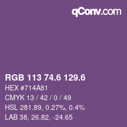 カラーコード: RGB 113 74.6 129.6 | qconv.com