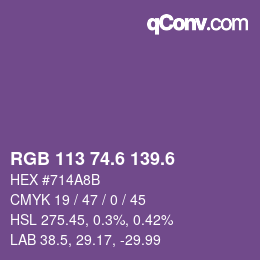 カラーコード: RGB 113 74.6 139.6 | qconv.com