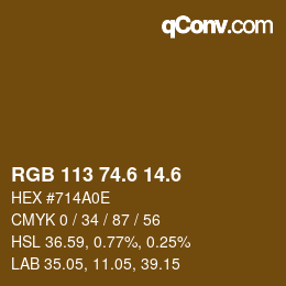 カラーコード: RGB 113 74.6 14.6 | qconv.com