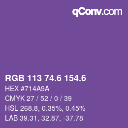 カラーコード: RGB 113 74.6 154.6 | qconv.com
