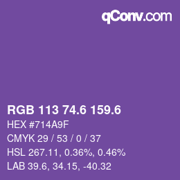 カラーコード: RGB 113 74.6 159.6 | qconv.com