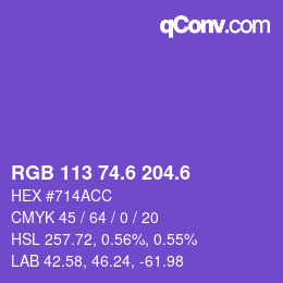 カラーコード: RGB 113 74.6 204.6 | qconv.com