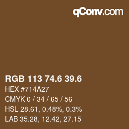 カラーコード: RGB 113 74.6 39.6 | qconv.com
