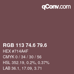 カラーコード: RGB 113 74.6 79.6 | qconv.com