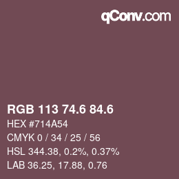 カラーコード: RGB 113 74.6 84.6 | qconv.com