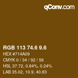 カラーコード: RGB 113 74.6 9.6 | qconv.com