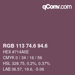 カラーコード: RGB 113 74.6 94.6 | qconv.com