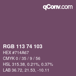 カラーコード: RGB 113 74 103 | qconv.com