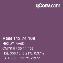 颜色代码: RGB 113 74 109 | qconv.com
