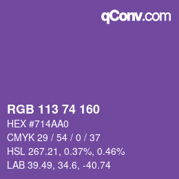 Color code: RGB 113 74 160 | qconv.com