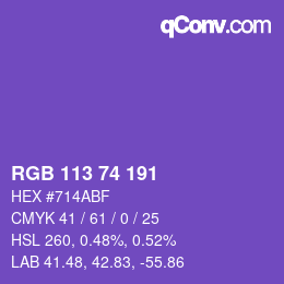 Color code: RGB 113 74 191 | qconv.com